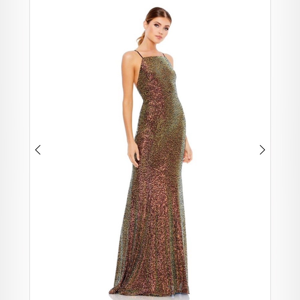 MAC DUGAL COPPER PROM PAGEANT EVENING GOWN DRESS